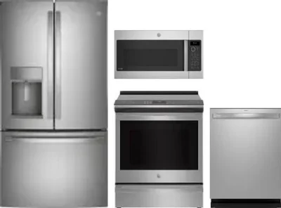 4 Piece Package Includes Refrigerator, Range, Microwave And Dishwasher